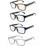 4 Pack of Blue Light Blocking Reading Glasses - Scratch Resistant Readers for...