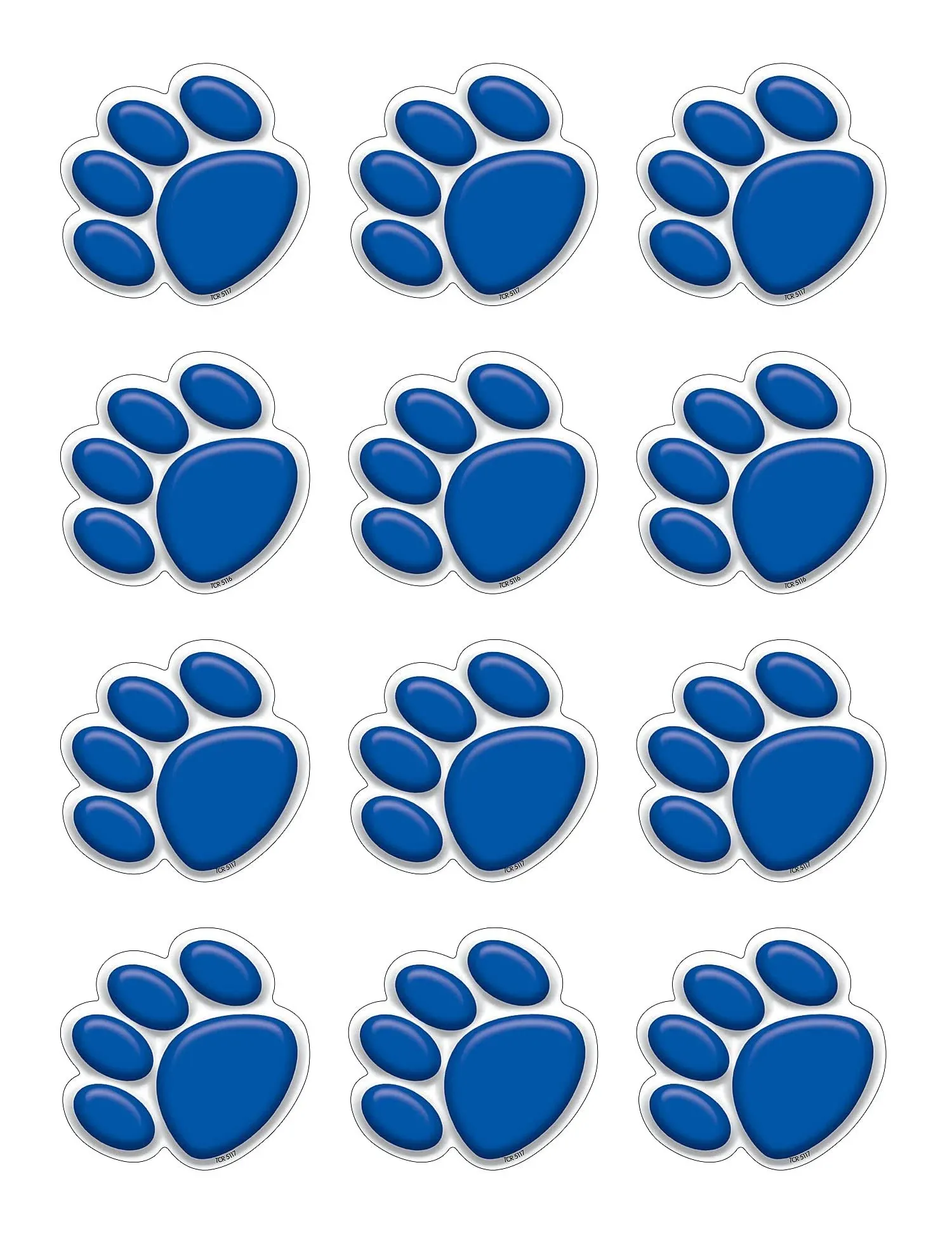 Teacher Created Resources Mini Accents, Blue Paw Prints (5117)