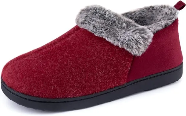 Women&#39;s Cozy Plush Household Shoes, Fuzzy Fleece Liner Package Heel Memory Foam Slip-on Shoes, Women&#39;s Footwear