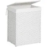 SONGMICS Laundry Hamper with Lid, 110L Clothes Hamper with 2 Removable Liner Bags & 6 Mesh Bags, Wicker Laundry Basket, Double Laundry Hamper for Laundry Room, 13 x 22.4 x 23.6 Inches, Natural ULCB52NL