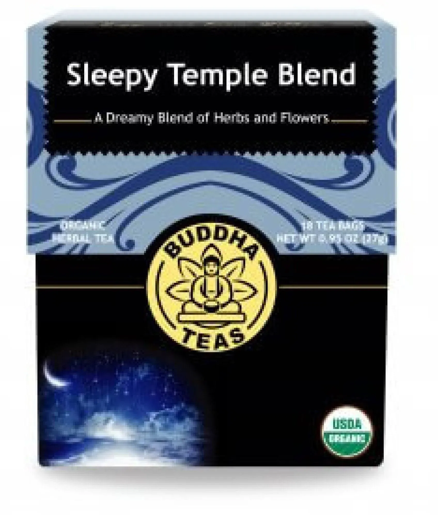 Buddha Teas - Sleepy Temple Blend - Organic Herbal Tea - For Health & Wellbeing - Blend of Herbs & Flowers - Clean Ingredients - Caffeine Free - OU Kosher & Organic - Non-GMO - 18 Bleach-Free Tea Bags