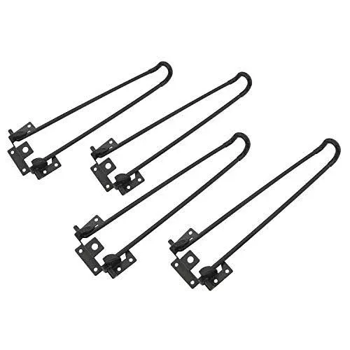 4 Pcs 13.4 Inch Folding Hairpin Table Legs, Heavy Metal Two-Bar Support Legs Black DIY Furniture Accessories Countertop/Computer Table Feet Height