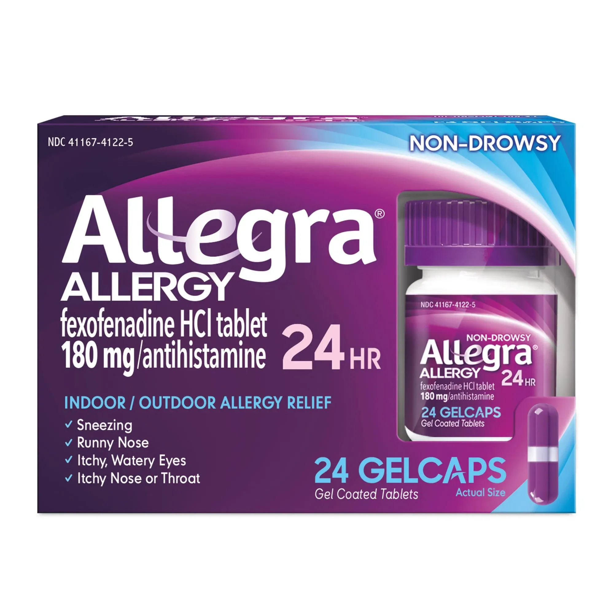 Allegra 24 Hour Allergy Relief, 180 mg, Gelcaps - 24 count