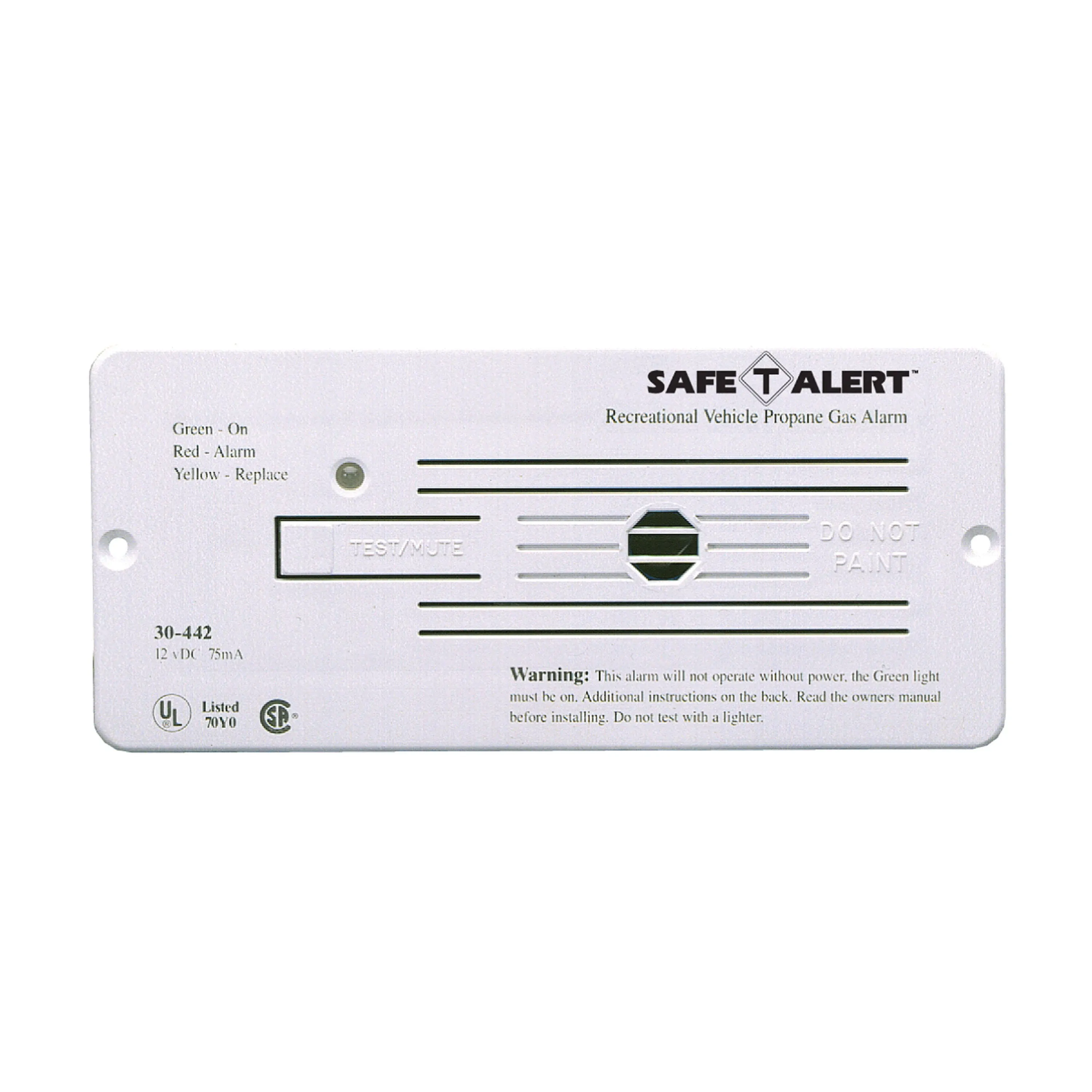 MTI Industries 30-442-P-WT Safe T Alert 30 Series Propane/LP Gas Alarm - Flush Mount, White