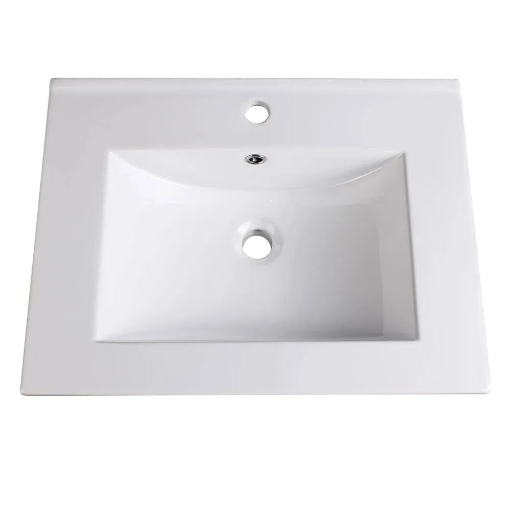 Fresca FVS6224 Torino 24&#034; Ceramic Drop In Vanity Top - White