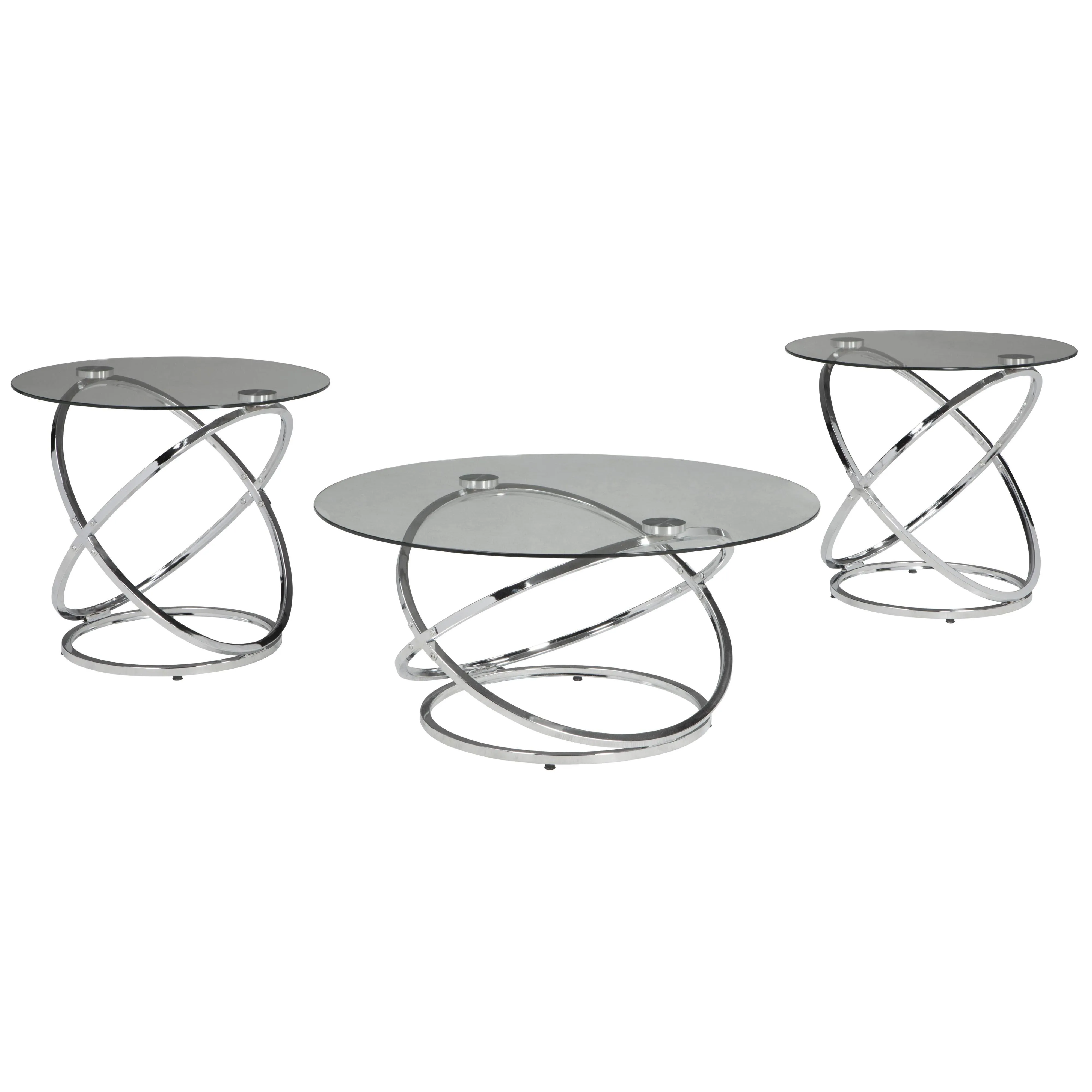 Signature Design by Ashley Hollynyx 3-Piece Occasional Table Set in Chrome