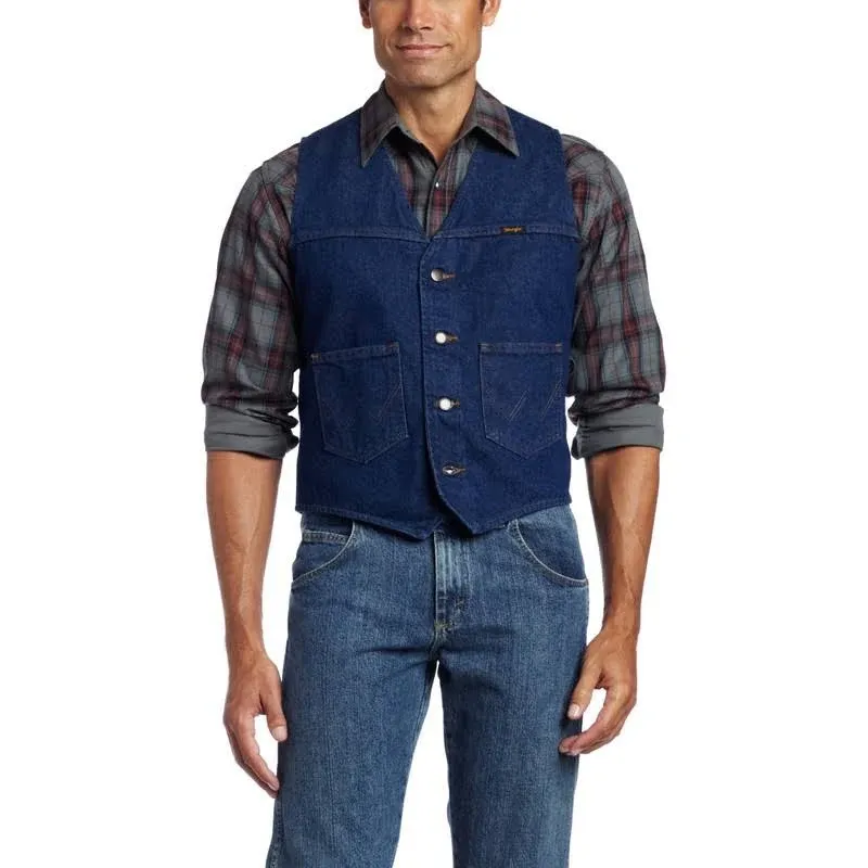 Wrangler Men's Unlined Vest, Denim, Large