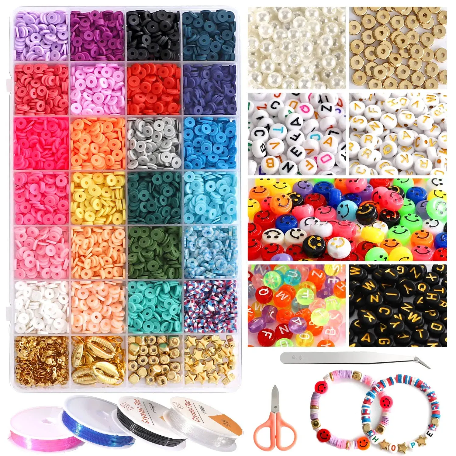 Kam Juntar 6000pcs Clay Beads for Bracelets Making Kit