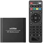 4K Media Player with Remote Control, Digital MP4 Player for 8TB HDD/USB Drive/TF Card/H.265 MP4 PPT MKV AVI Support HDMI/AV/Optical Out and USB Mouse/Keyboard-HDMI up to 7.1 Surround Sound (Black)