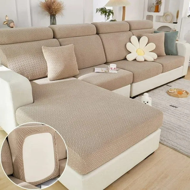 2023 Universal Stretch Sofa Cover, Couch Cushion Slipcovers Anti-Slip L Shape Sectional Sofa Covers, Chaise Lounge Sofa Slipcover (Camel, Large Single Seat Cover)