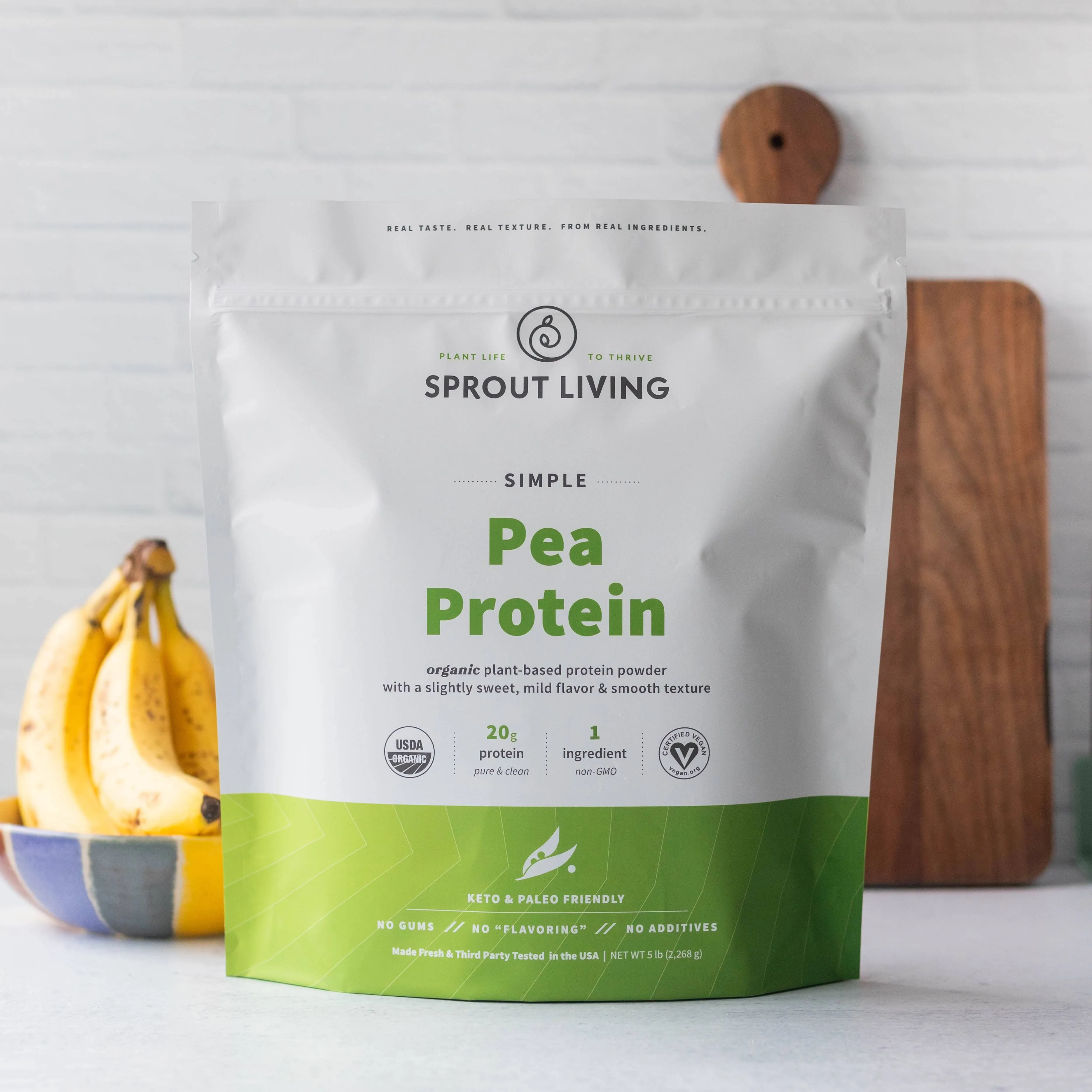 Sprout Living Organic Pea Protein Powder, 20 Grams of Plant Based Organic Protein Powder Without Artificial Sweeteners, Non Dairy, Non-GMO, Dairy Free, Vegan, Gluten Free, Keto Drink Mix (1 Pound)