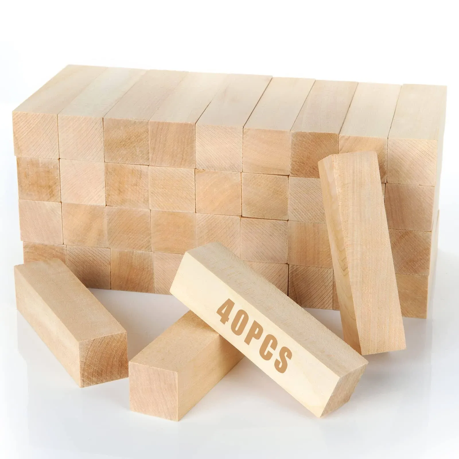 CYEAH 40 PCS Basswood Carving Blocks, 4 Inch Wood Blocks for Carving, 