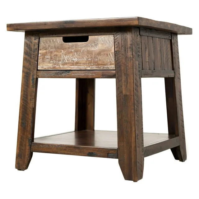 Jofran Furniture Painted Canyon Distressed Brown End Table