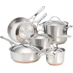 Anolon Nouvelle Stainless Steel Cookware Pots and Pans Set, 10 Piece