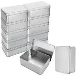 12 Pack Silver Metal Rectangular Tin Box Lids Large Containers Cookie Tins With