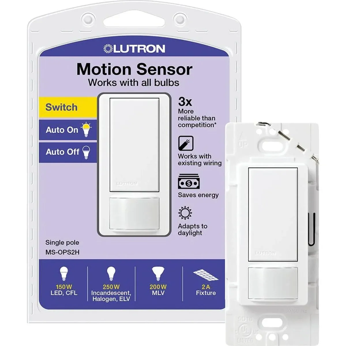 Lutron MS-OPS2H-WH Maestro Small Room Occupancy Sensor Switch, White