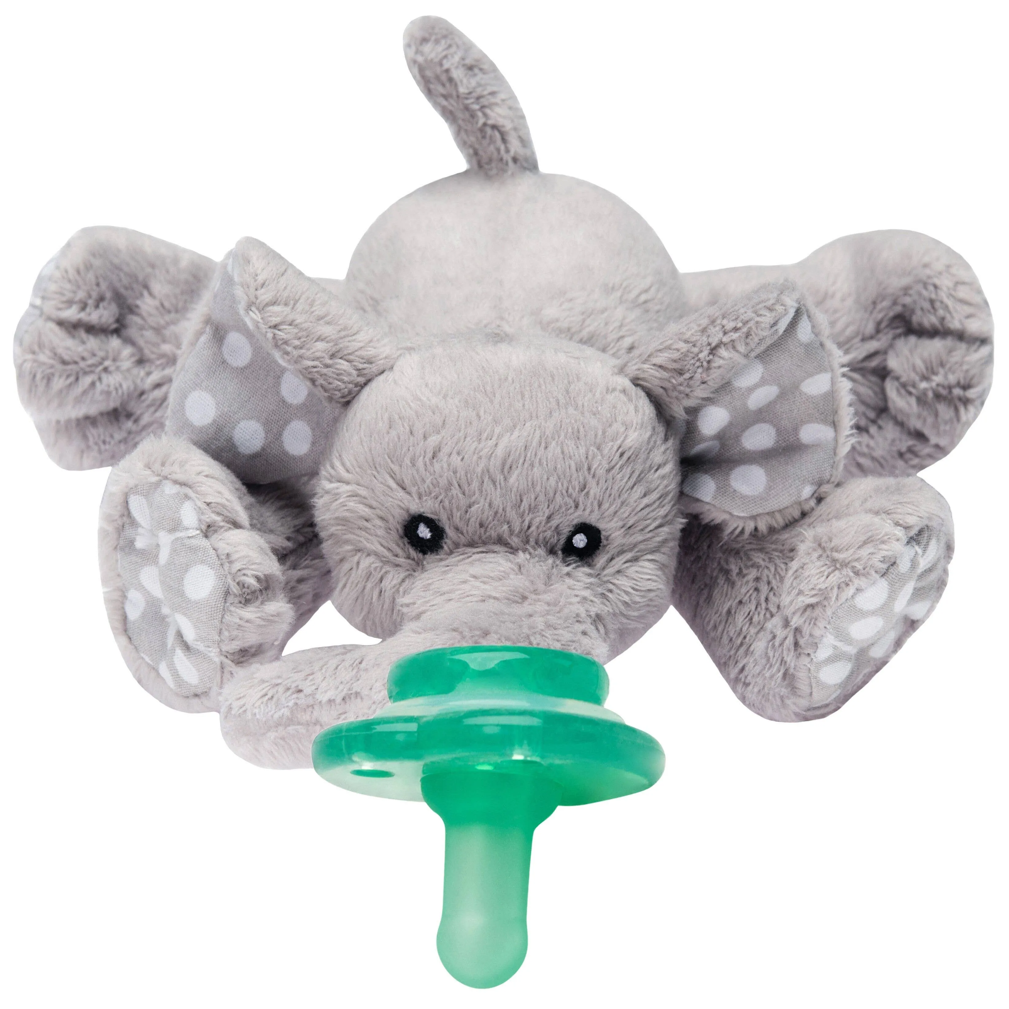 Nookums Paci-Plushies Buddies Adapts to Most Name Brand Pacifiers, Safe and Suitable for All Ages, Plush Toy Includes Detachable Pacifier (Ella The Elephant)