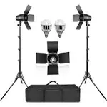 LimoStudio Photography Photo Studio Continuous LED Day Light Bulb Barndoor Light Stand Kit