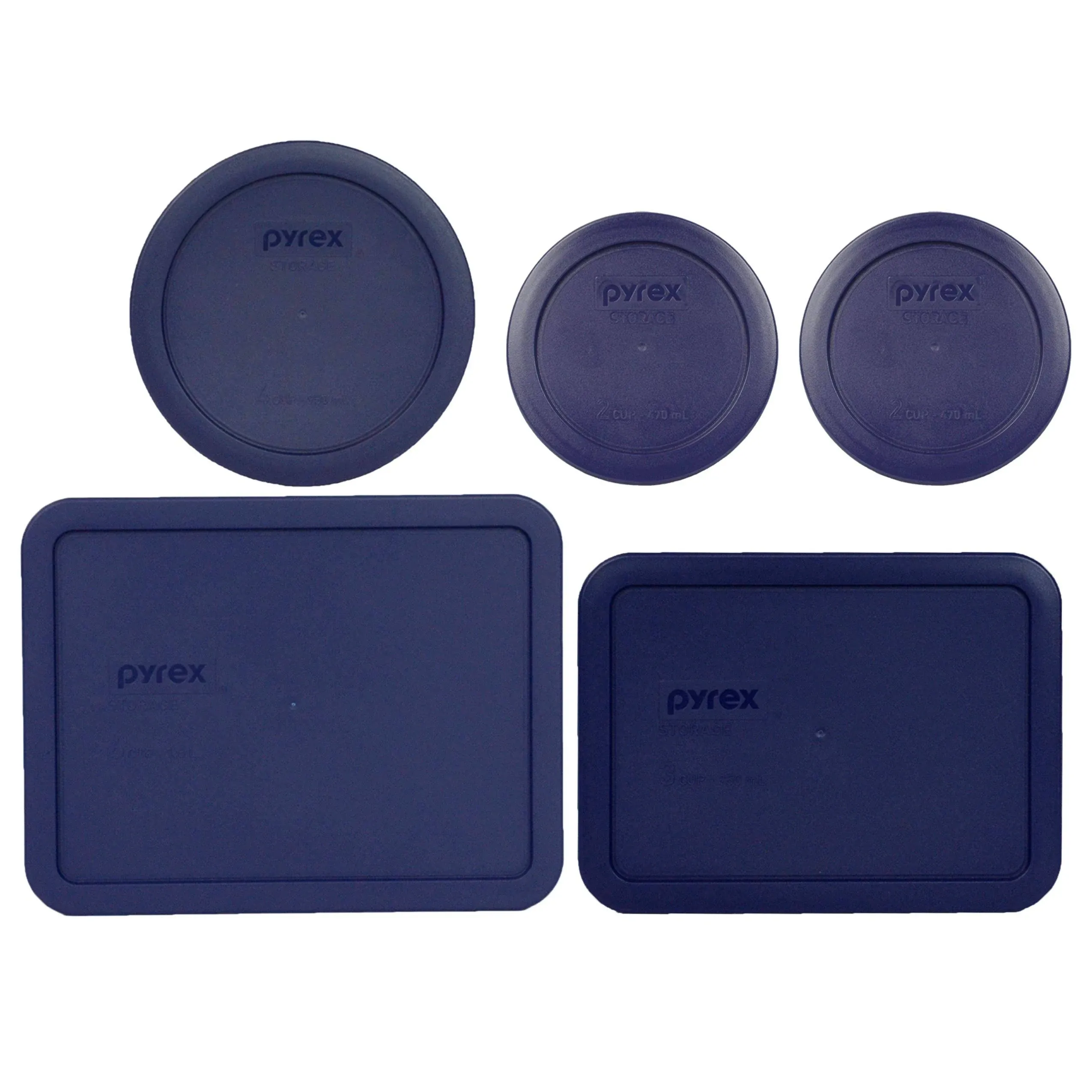 Pyrex (2) 7200-PC 2 Cup Orange (1) 7201-PC 4 Cup Cadet Blue (1) 7210-PC 3 Cup Light Green and (1) 7211-PC 6 Cup Red Plastic Storage Lids