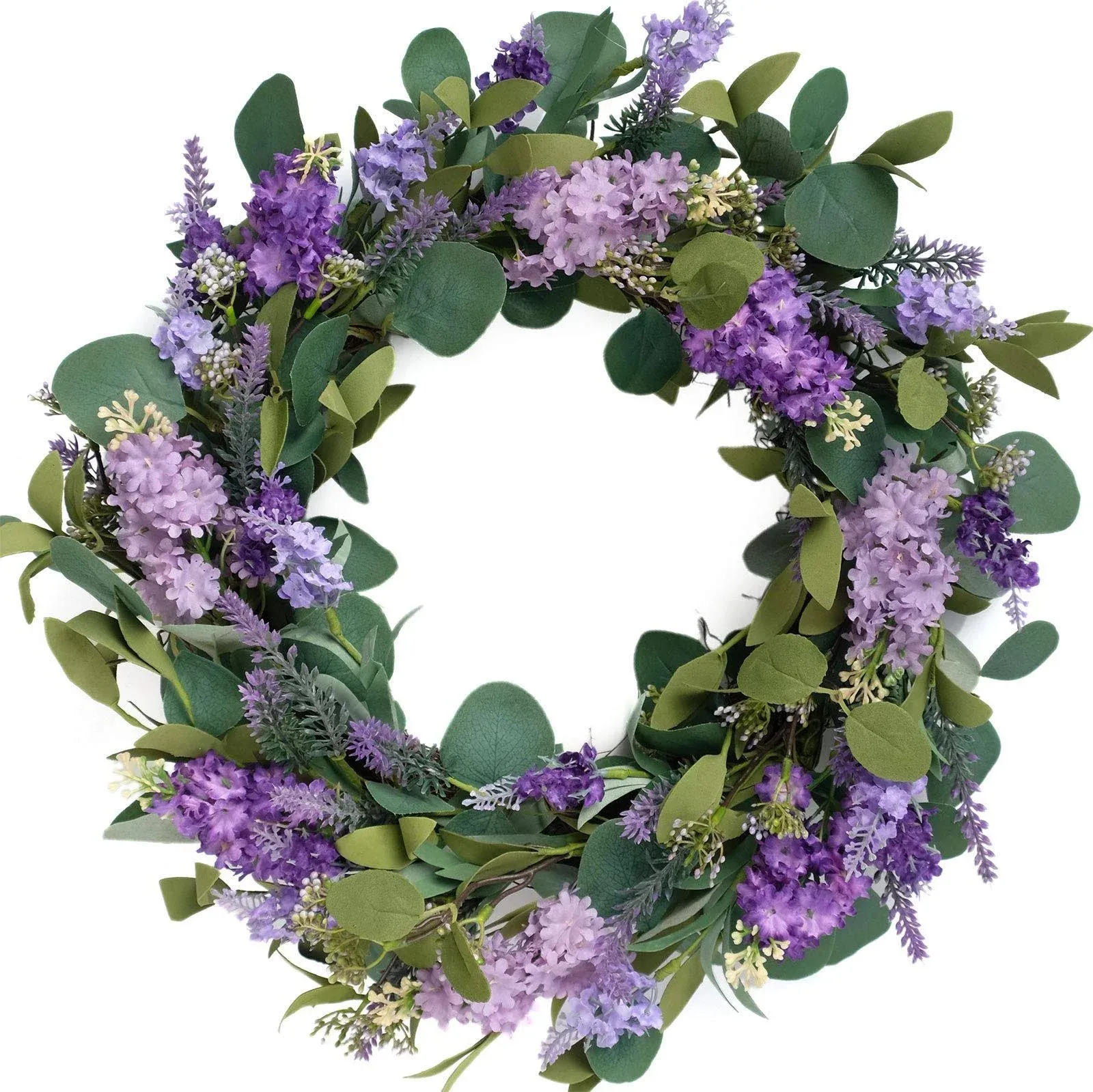  18”Artificial Flower Eucalyptus Leaves Wreath Rustic Farmhouse Decorative 