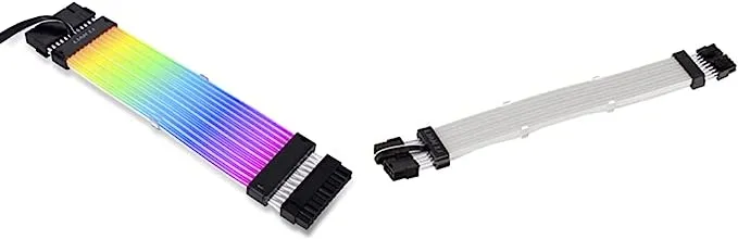 LIAN LI Strimer Plus V2 24 pines (PW24-PV2) - Cable de extensión de alimentación RGB direccionable y STRIMER RGB direccionable PW8-V2 Plus 8 pines, blanco