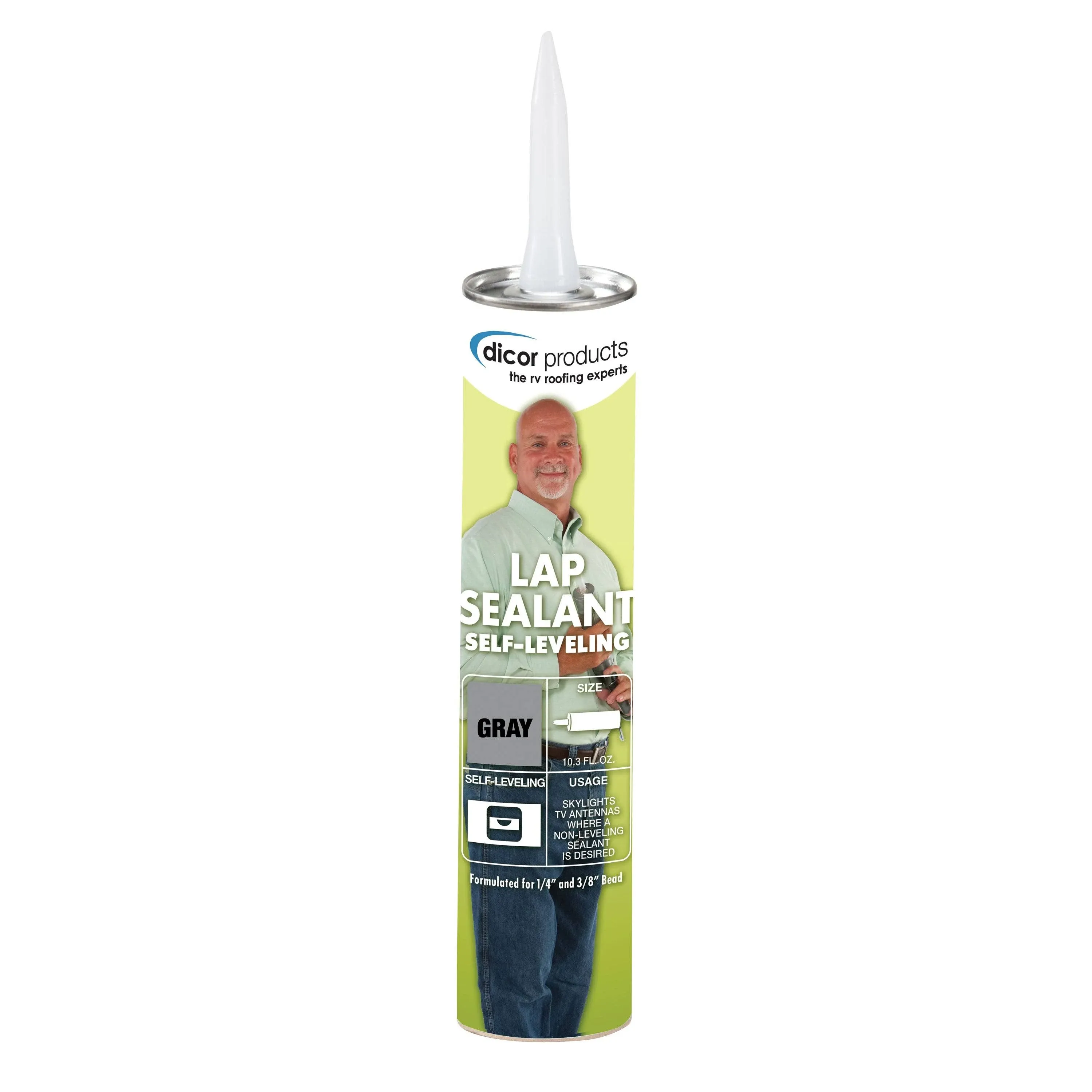 Dicor 501LSG, Self-Leveling Lap Sealant, Grey RV Roof Sealant, 10.3 OZ