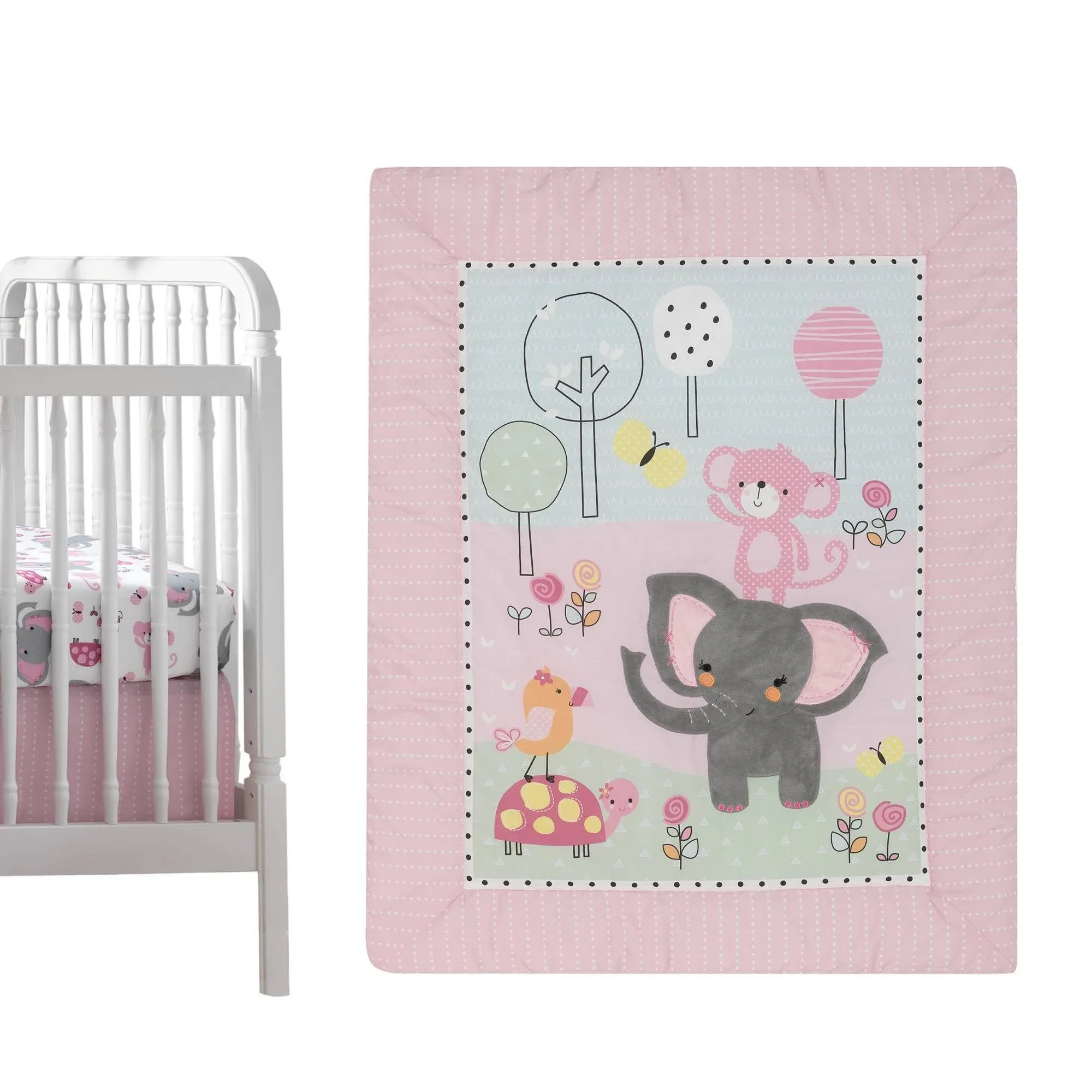 Bedtime Originals Twinkle Toes 3-Piece Crib Bedding Set - Blue, Pink, Gray