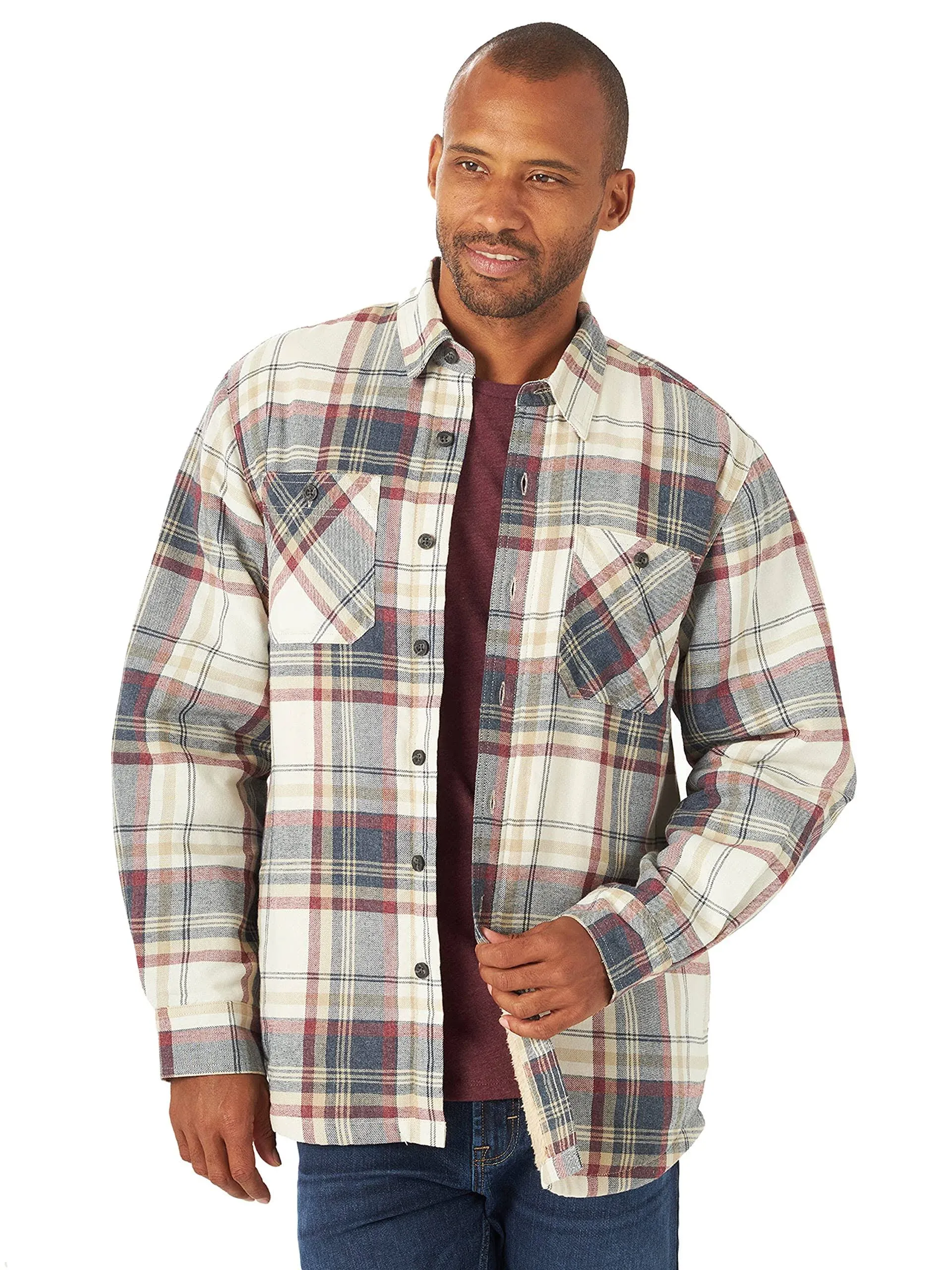 Wrangler Authentics Men's Long Sleeve Plaid Fleece Shirt