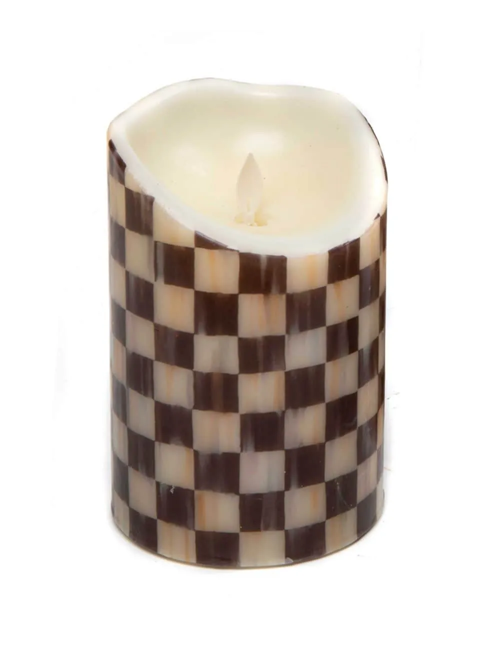 Courtly Check Flicker Faux Pillar Candle In Size 10"