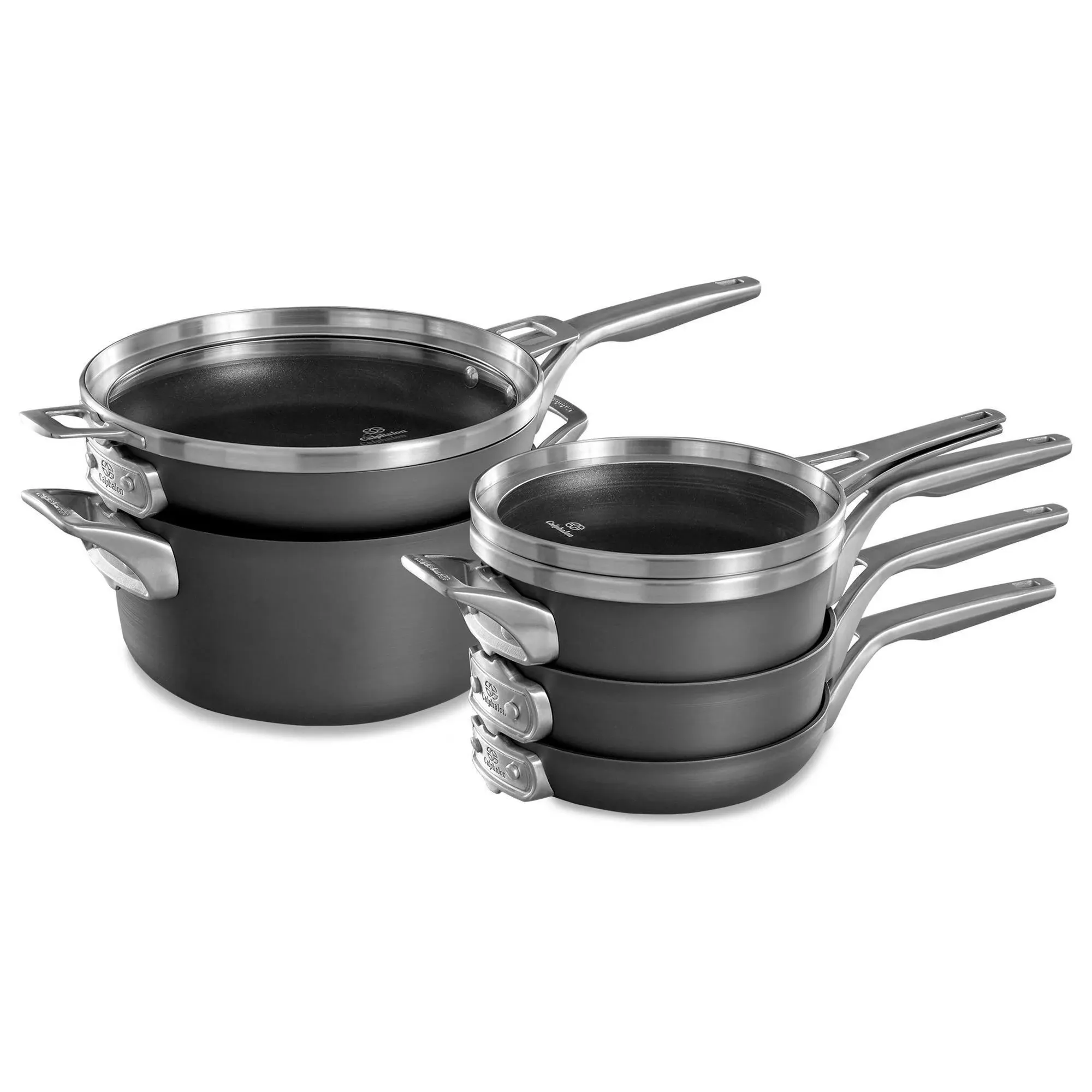 Calphalon Premier Space-Saving Hard-Anodized Nonstick 8-Piece Cookware Set | Cozymeal