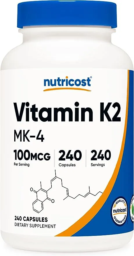 Nutricost Vitamin K2 (Mk4) 240 Capsules (100mcg) - Gluten Free and Non