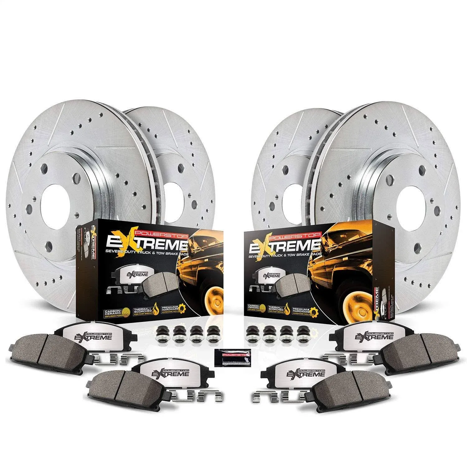 PowerStop K6375-36 - Z36 Drilled and Slotted Truck and Tow Brake Rotors and Pads Kit