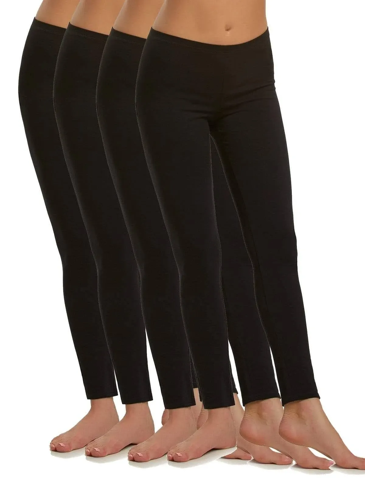 Felina | Cotton Modal Lightweight Legging | 4-Pack | Yoga Pants | Mid Rise (Black ...