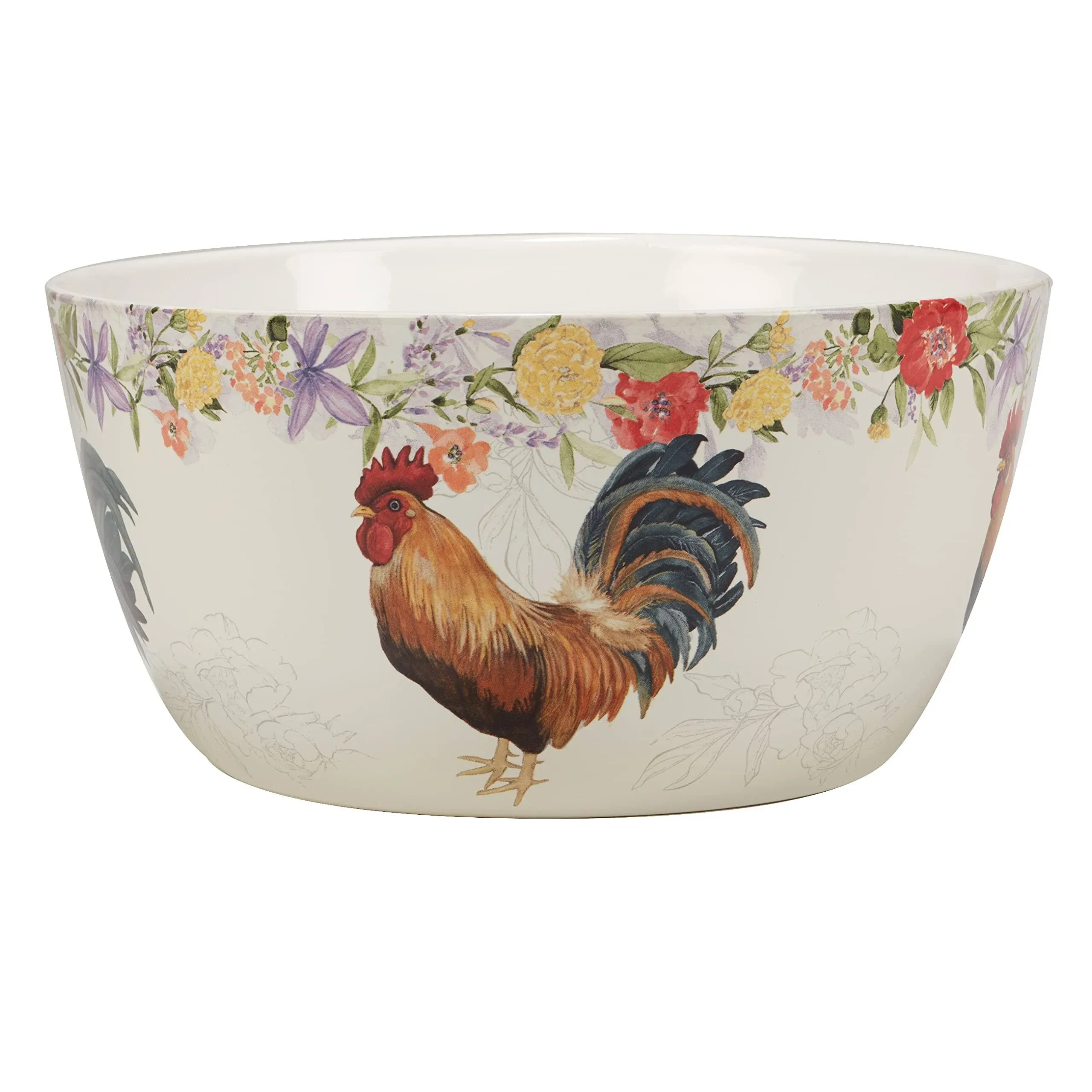 Certified International Floral Rooster Deep Serving Bowl