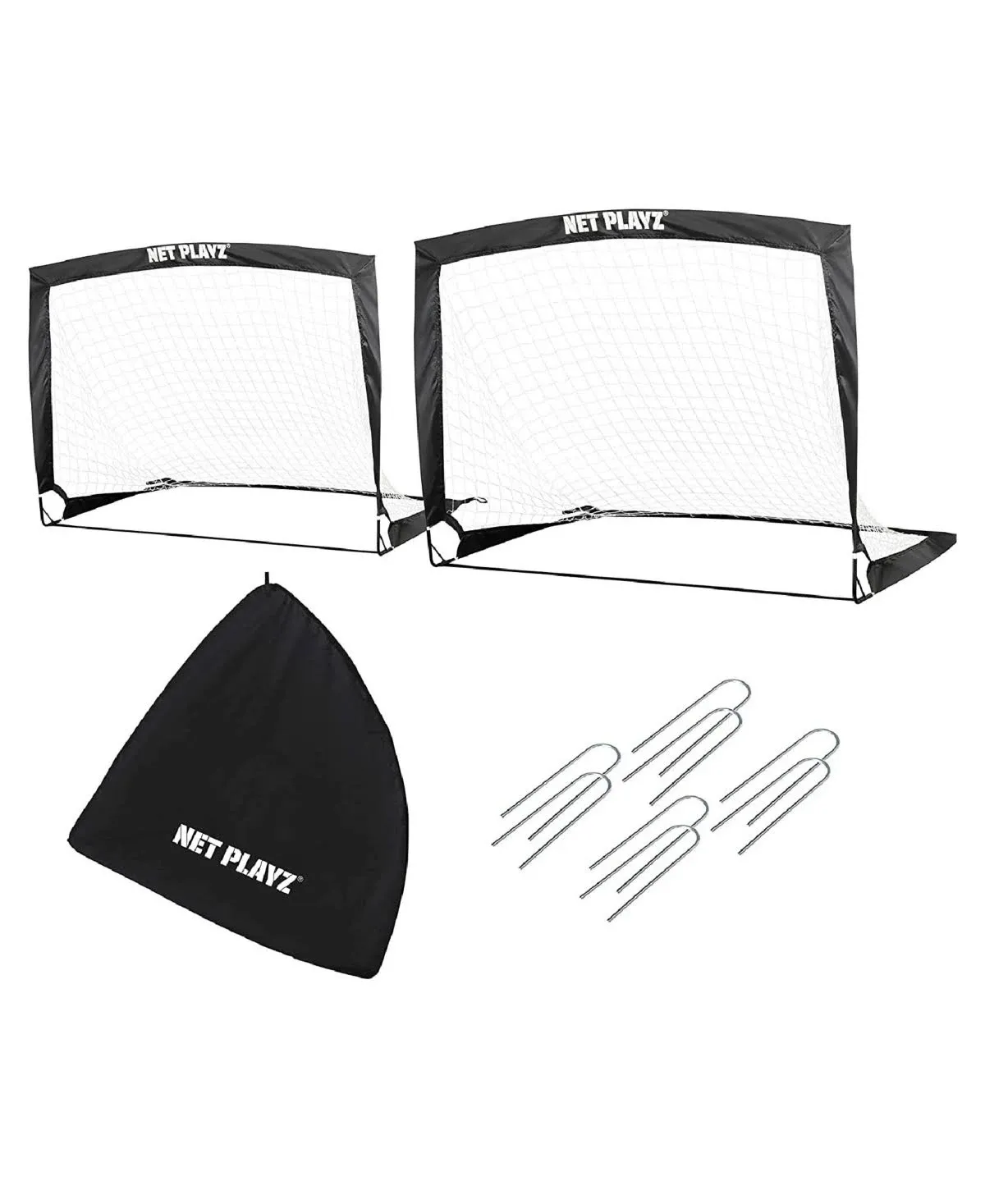 Net Playz 4ftx3ft Easy Fold-Up Portable Training Soccer Goal Set of 2