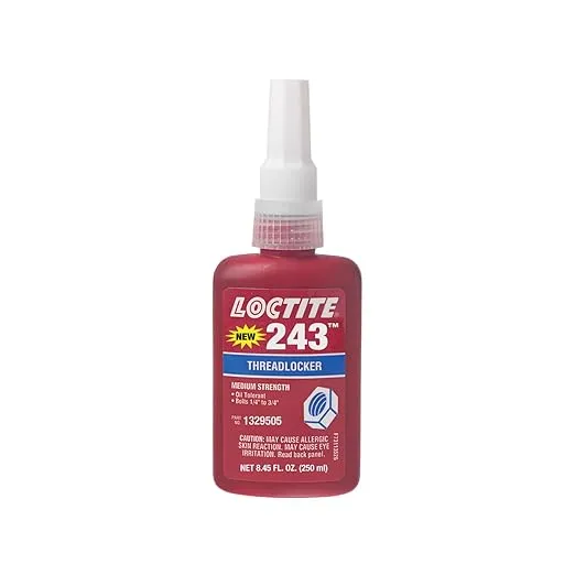 Loctite 1329505 Blue 243 Medium Strength Threadlocker, 360 Degree F Maximum Temperature, 250 mL Bottle