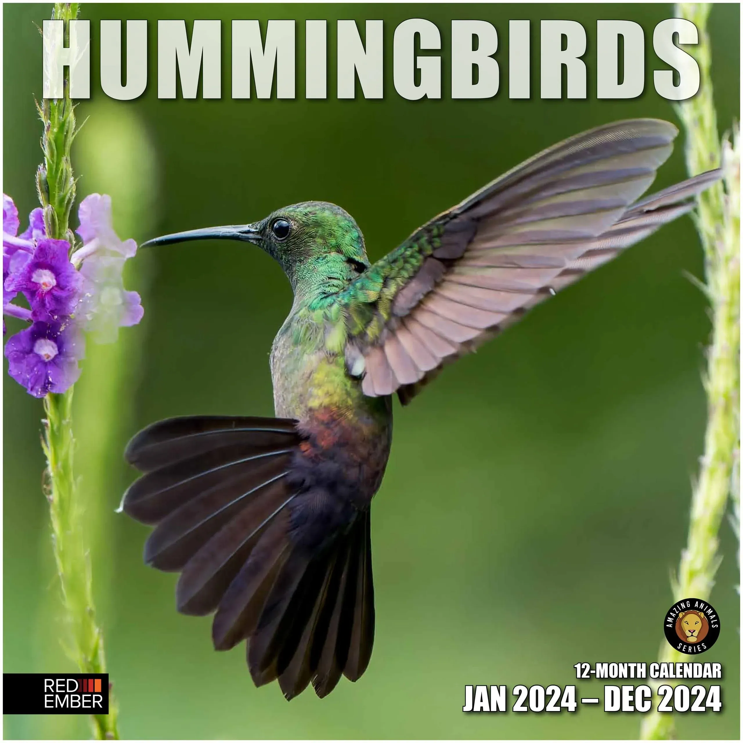 Hummingbirds 2024 Hangable Monthly Wall Calendar | 7&#034; x 14&#034; Open | Thick &amp;