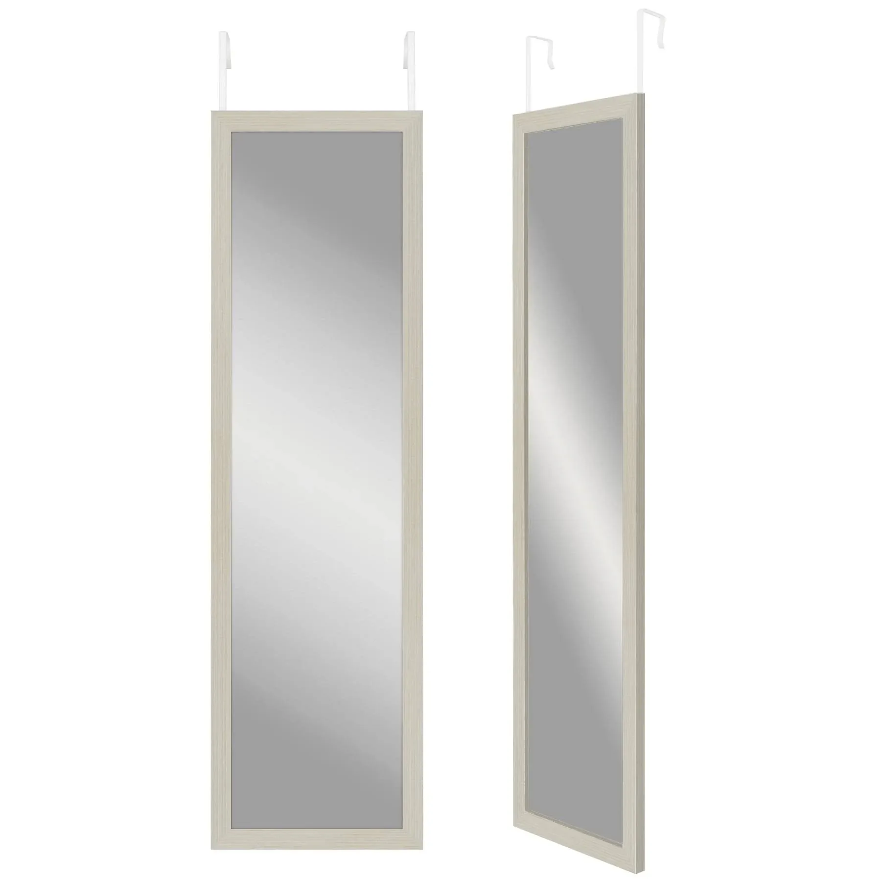 Americanflat 15x51 Over The Door Mirror - Hanging Full Length Mirror with Engineered Wood - Modern Mirror for Bathroom, Bedroom, Living Room - Mirrors for Wall Display and Home Decor - Light Wood