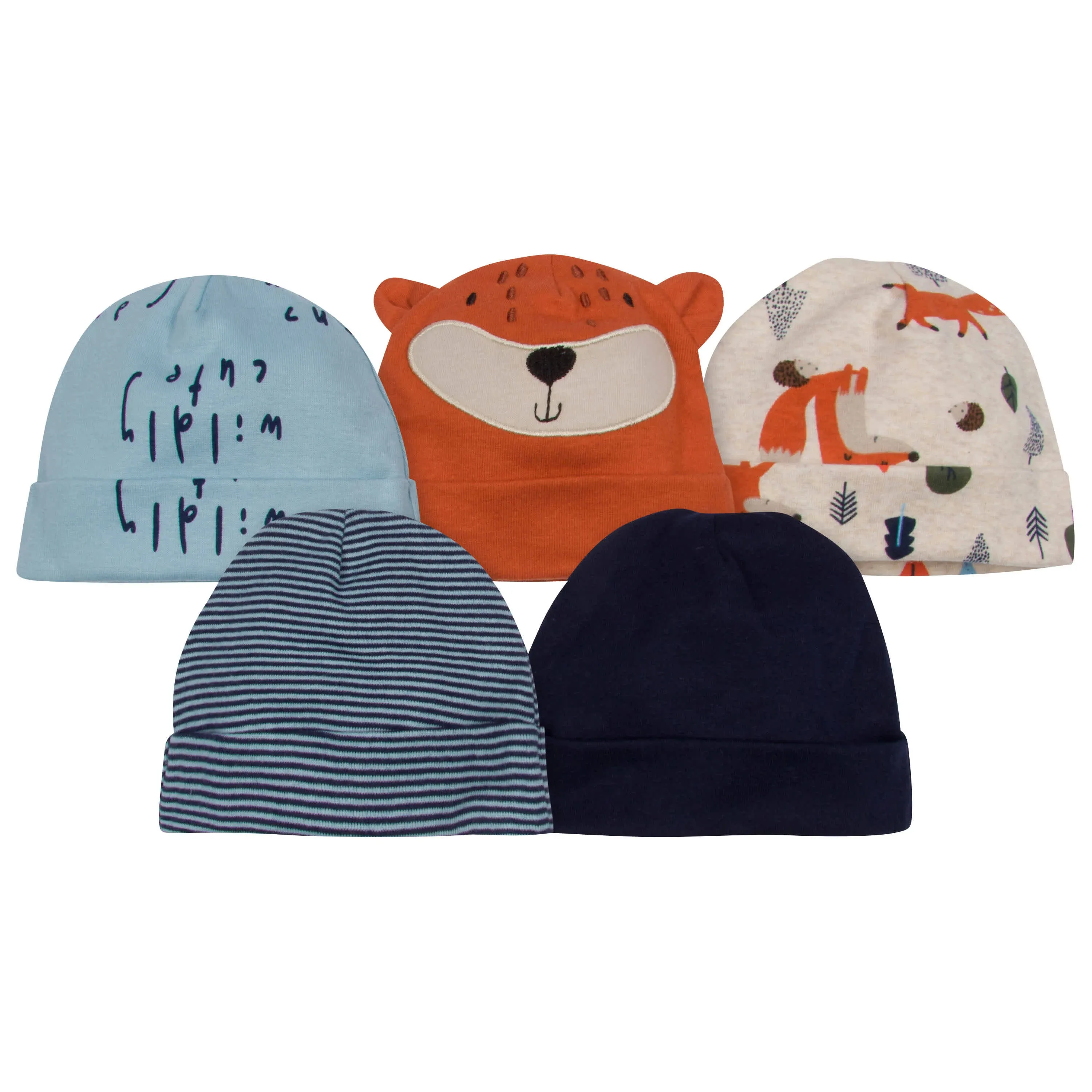 Gerber 5-Pack Baby Boys Fox Caps