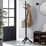 Coat Rack Freestanding, Coat Tree, Solid Wood Coat Stand with 8 Hooks for Coats, Rubberwood, Black