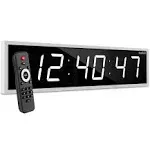 Ivation Large Digital Wall Clock, 24-Inch LED Display w/Timer - White