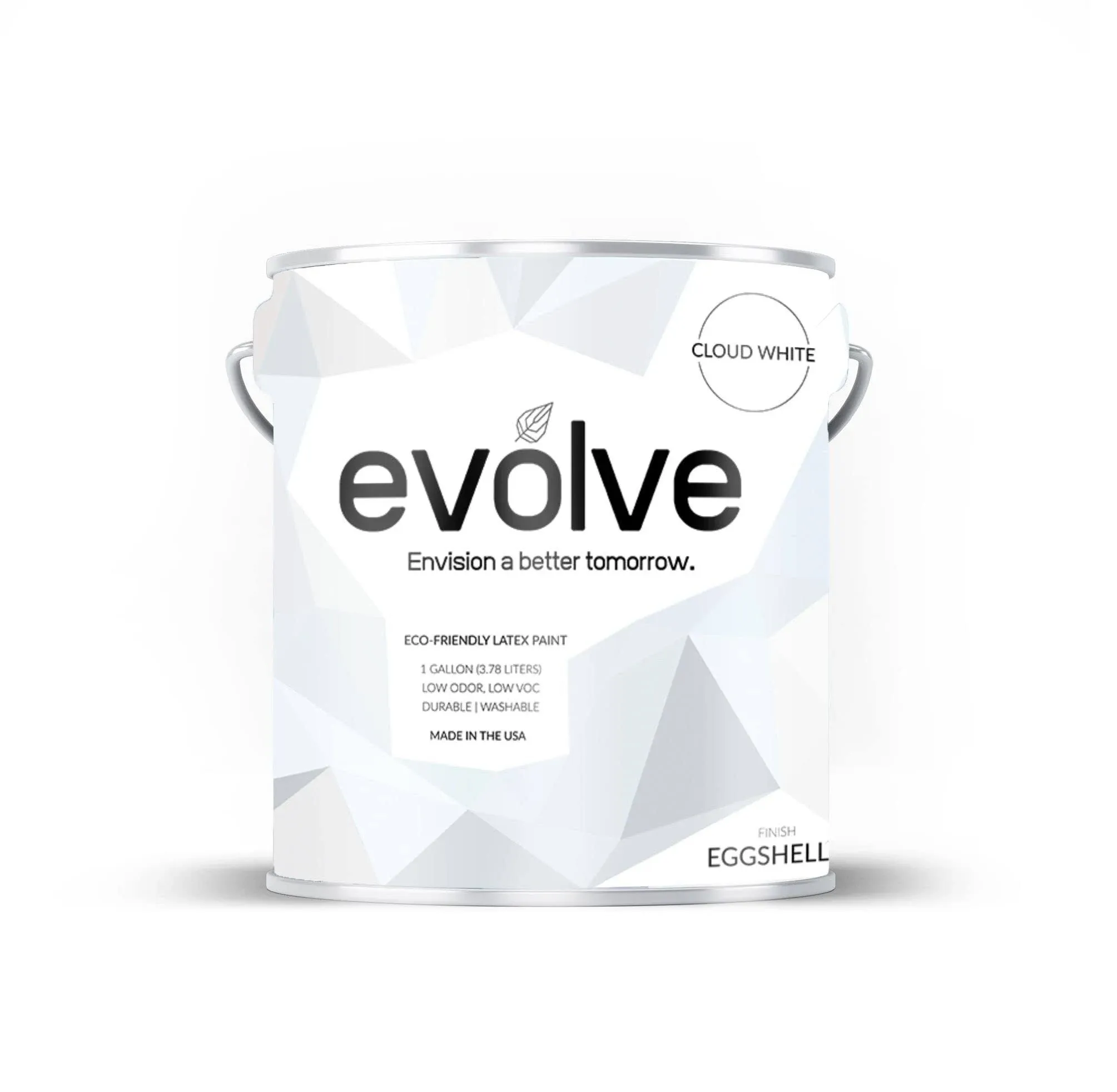 Evolve Colors Eco-Friendly Paint & Primer, Eggshell Sheen for Interior & Exterior House Paint (Cloud White, 1-Gallon)