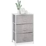 BINO 3-Drawer Fabric Dresser Storage Tower, Light Grey | Closet Organizer Unit | Bedroom Storage Cabinet | Clothing Drawer & Dresser Furniture | Organizing Drawer for Nursery Hallway Entryway Room