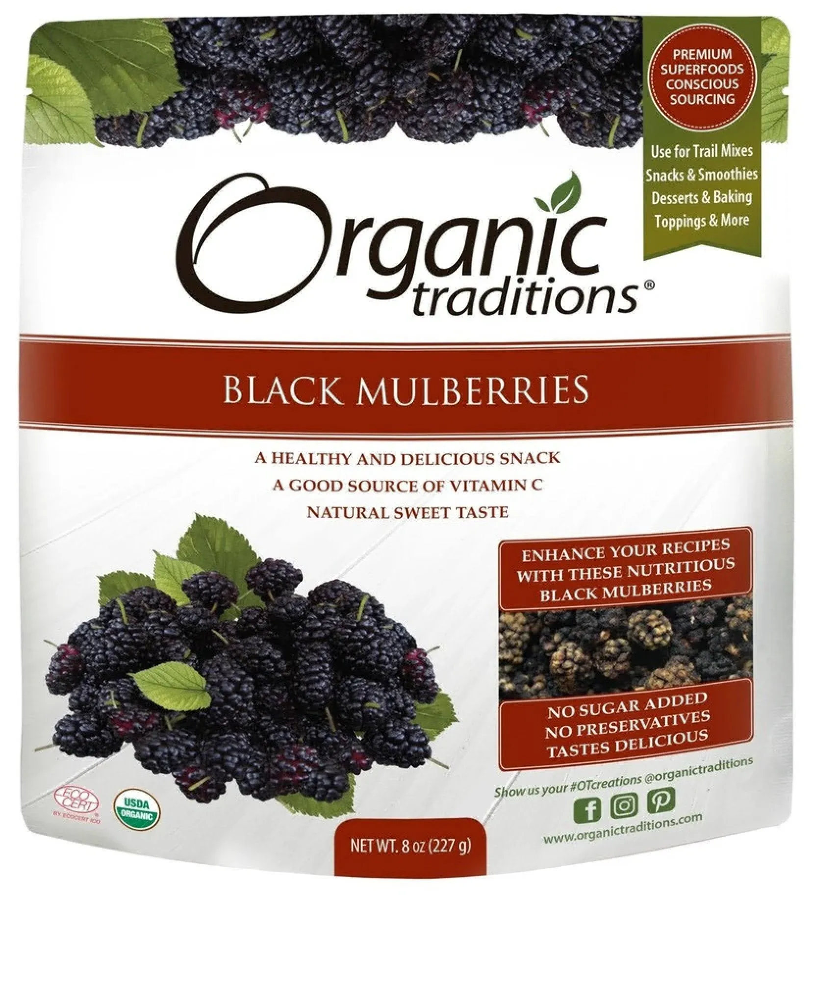 Organic Traditions - Black Mulberries - 8 oz.