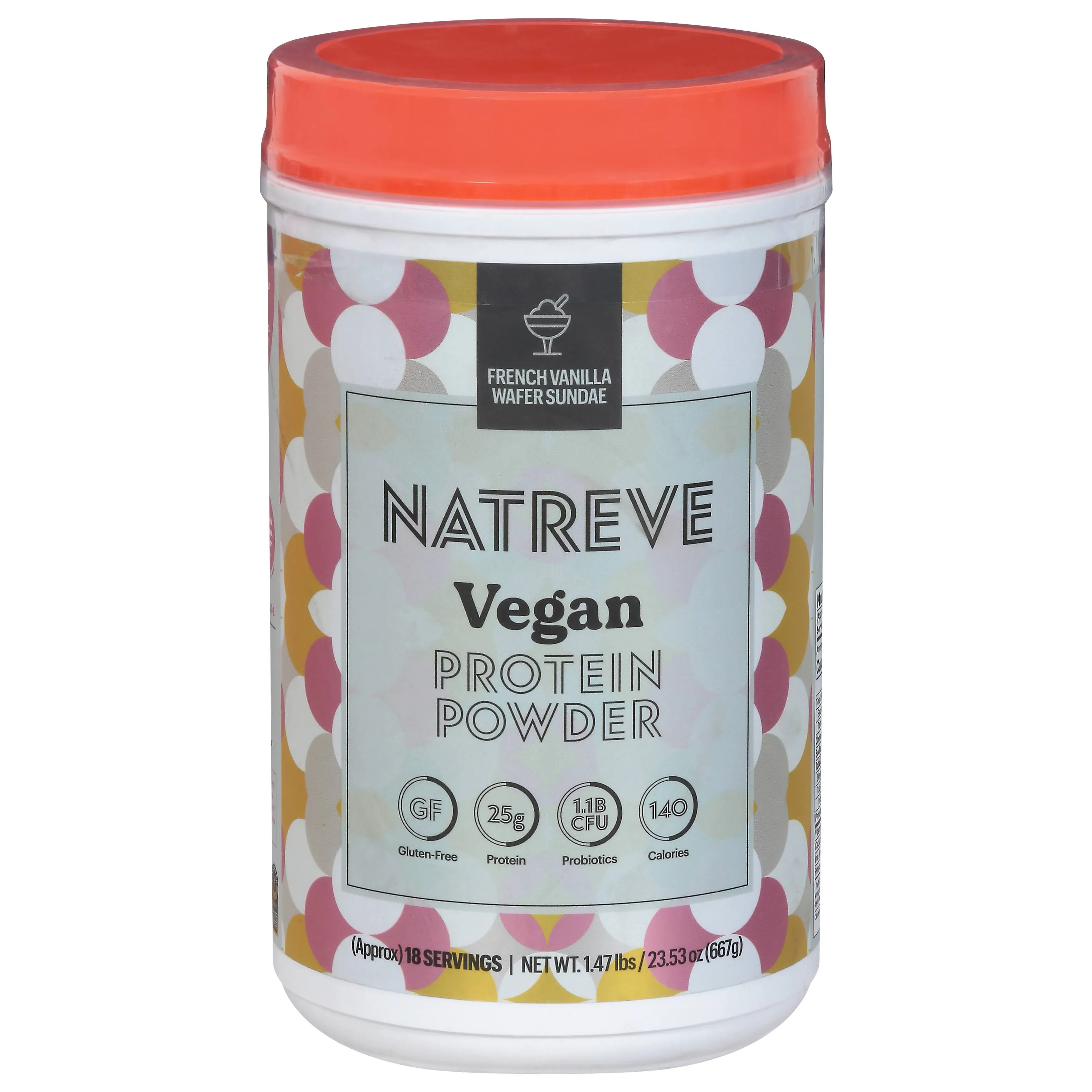 Natreve Vegan Protein Powder - 25g Plant Based Protein Powder with Probiotics and Amino Acids - Gluten Free French Vanilla Wafer Sundae, 18 Servings