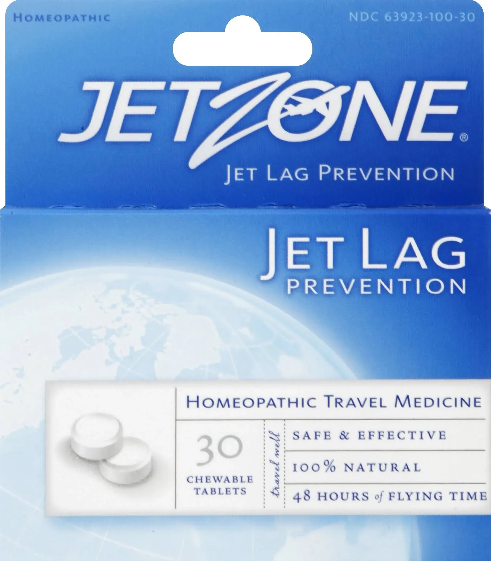 JetZone Jet Lag Prevention - Natural Homeopathic Travel & Jet Lag Remedy - 30 Chewable Tablets - Jet Lag Remedy - 48 Hours Flying Time - Pleasant Taste - All Natural - Effective - Easy to Use