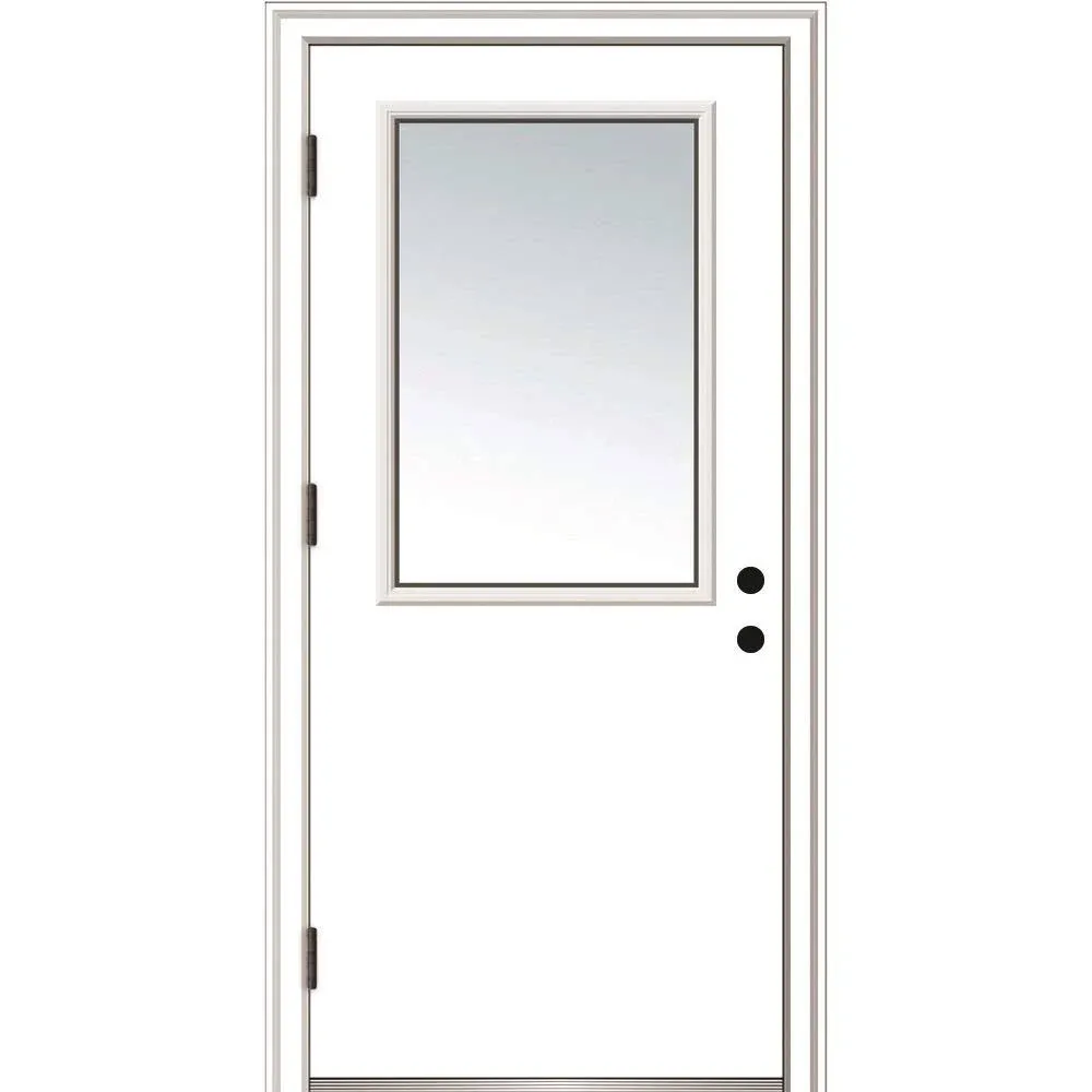 National Door Company ZZ364671R Steel, Primed, Right Hand Outswing, Prehung Door, 1/2 Lite Clear Glass, 36"x80", Steel