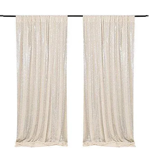 JYFLZQ Champange Sequin Backdrop Curtains 2ft x 8ft 2 Panel Glitter Photo Boo...