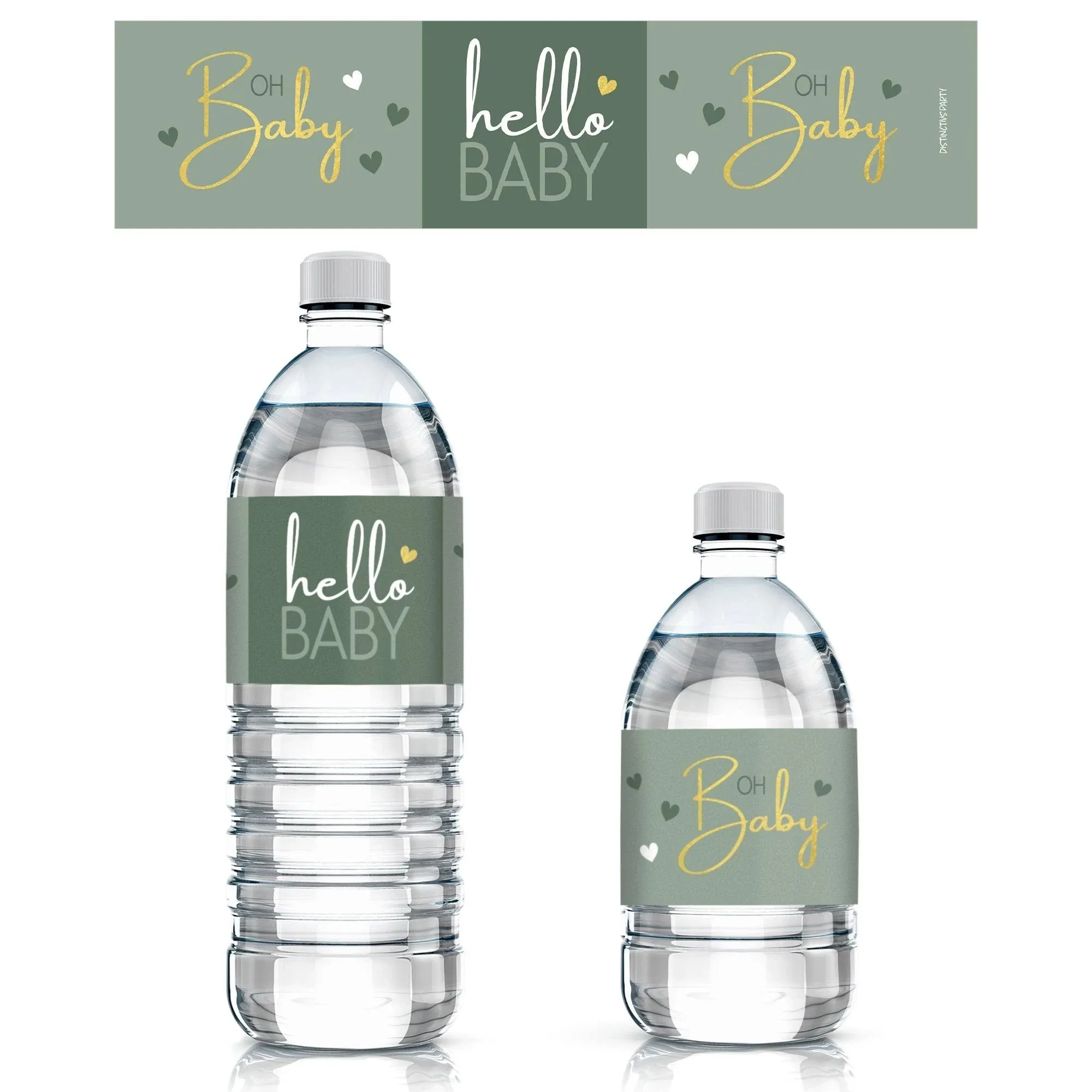 Sweet Baby Gender Neutral: Green - Baby Shower Water Bottle Labels - 24 Stickers