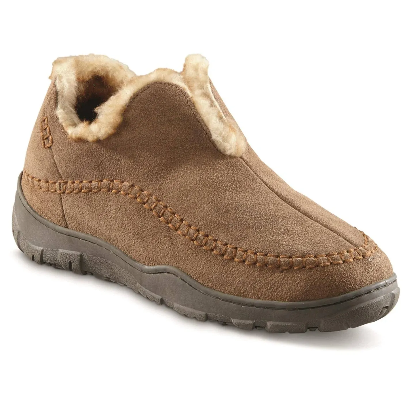 Guide Gear Men's Frontier Fur-Lined Suede Moccasin Slippers, Warm Fuzzy Cozy ...